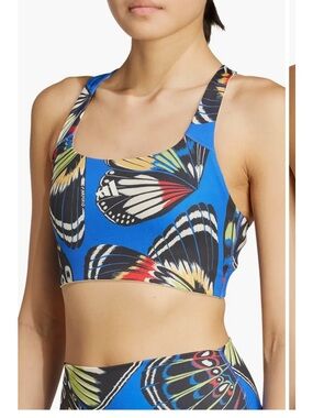 Blue Butterfly Sports Bra - Adidas x Farm Rio Medium NWT